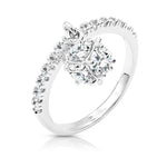Load image into Gallery viewer, SO SEOUL Genevieve Silver Ring - Cubic Zirconia Diamond Simulant with Round Eternity Band and Dangling Charm Detail
