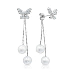 Load image into Gallery viewer, SO SEOUL Caria Cubic Zirconia Butterfly Stud Earrings with Detachable Pearl Drops
