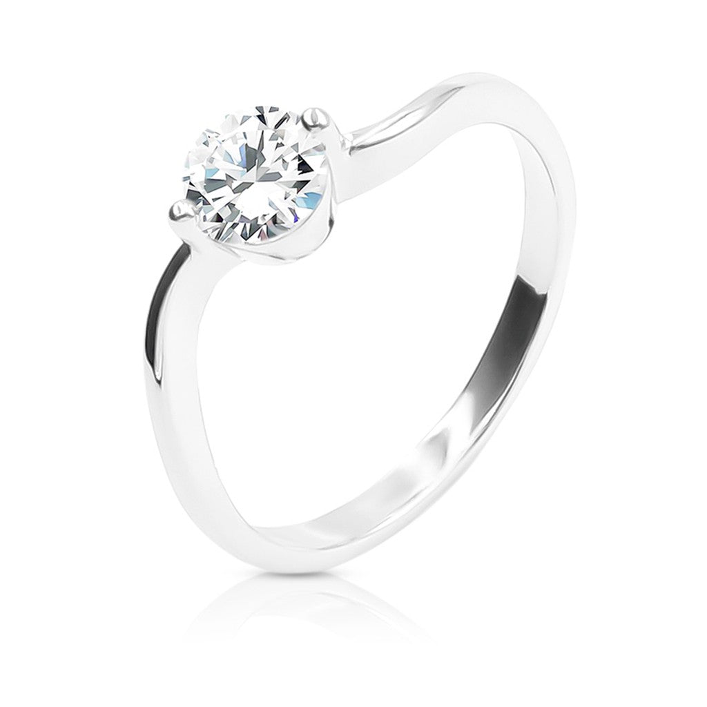 SO SEOUL 'Tia Oregon' 0.5 Carat Solitaire Round Brilliant Cut Diamond Simulant Zirconia Silver Ring