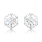 Load image into Gallery viewer, SO SEOUL Sequoia 3D Cube Design Diamond Simulant Cubic Zirconia Stud Earrings
