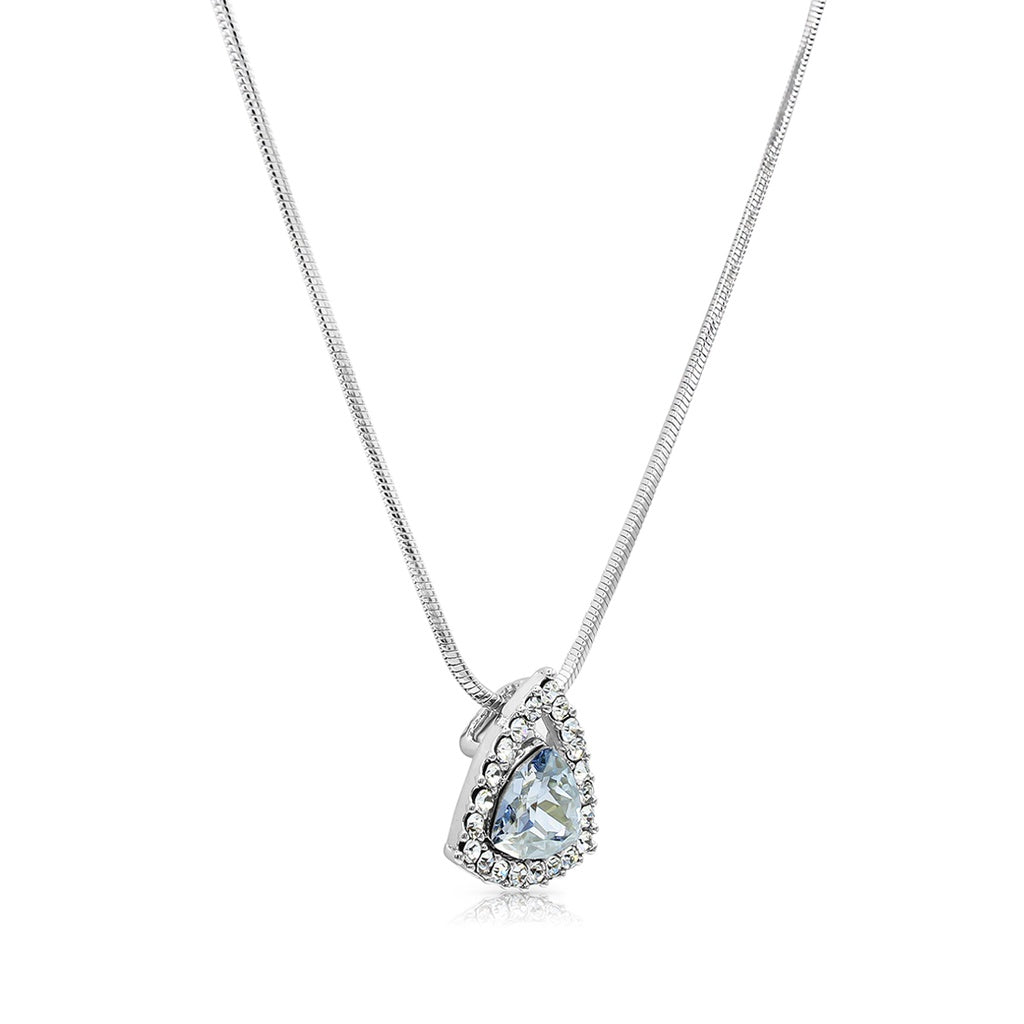 SO SEOUL 'Genesis' Triangular Pendant Necklace with Blue Shade Swarovski® Crystal