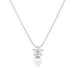 Load image into Gallery viewer, SO SEOUL Leilani Blossom Pearl and Diamond Simulant Cubic Zirconia Pendant Necklace
