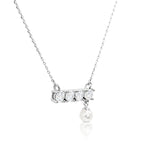 Load image into Gallery viewer, SO SEOUL Everleigh Elegant Solitaire and Dangle White Pearl with Diamond Simulant Cubic Zirconia Fixed Chain Necklace
