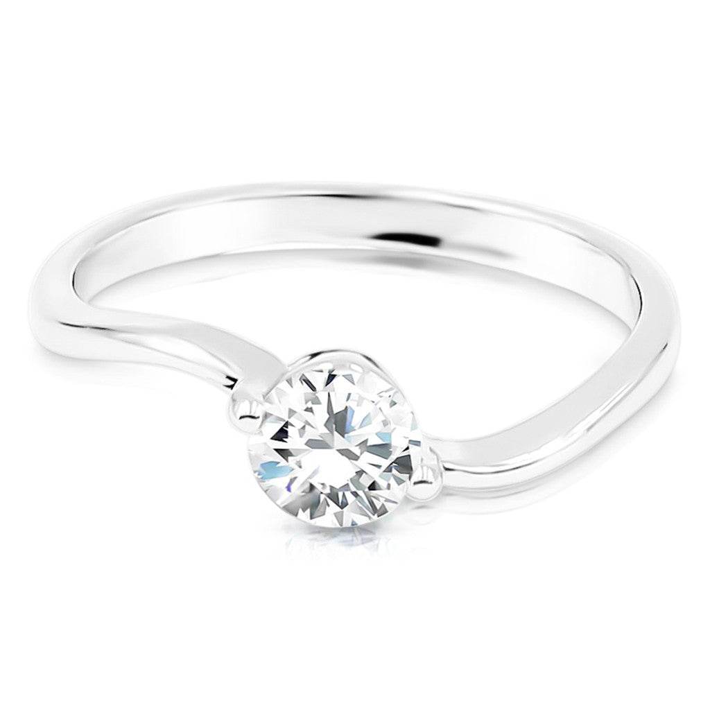 SO SEOUL 'Tia Oregon' 0.5 Carat Solitaire Round Brilliant Cut Diamond Simulant Zirconia Silver Ring