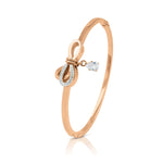Load image into Gallery viewer, SO SEOUL Rose Gold Teardrop Crystal Ribbon Bangle with Diamond Simulant Dangle
