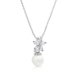 Load image into Gallery viewer, SO SEOUL Leilani Blossom Pearl and Diamond Simulant Cubic Zirconia Pendant Necklace
