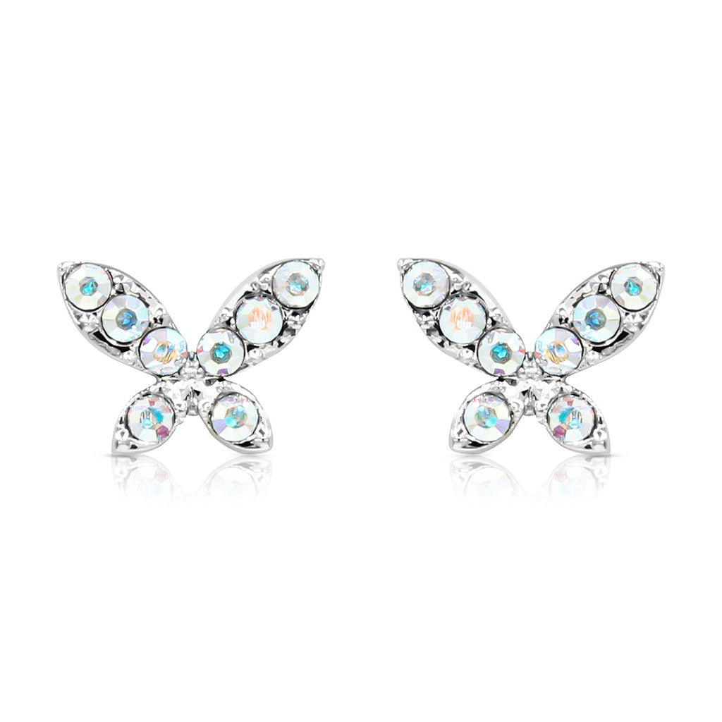 SO SEOUL Caria Butterfly Aurore Boreale Austrian Crystal Stud Earrings