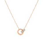 Load image into Gallery viewer, SO SEOUL Valeria Interlocking Circles Pendant Necklace with Roman Numerals and Diamond Simulant
