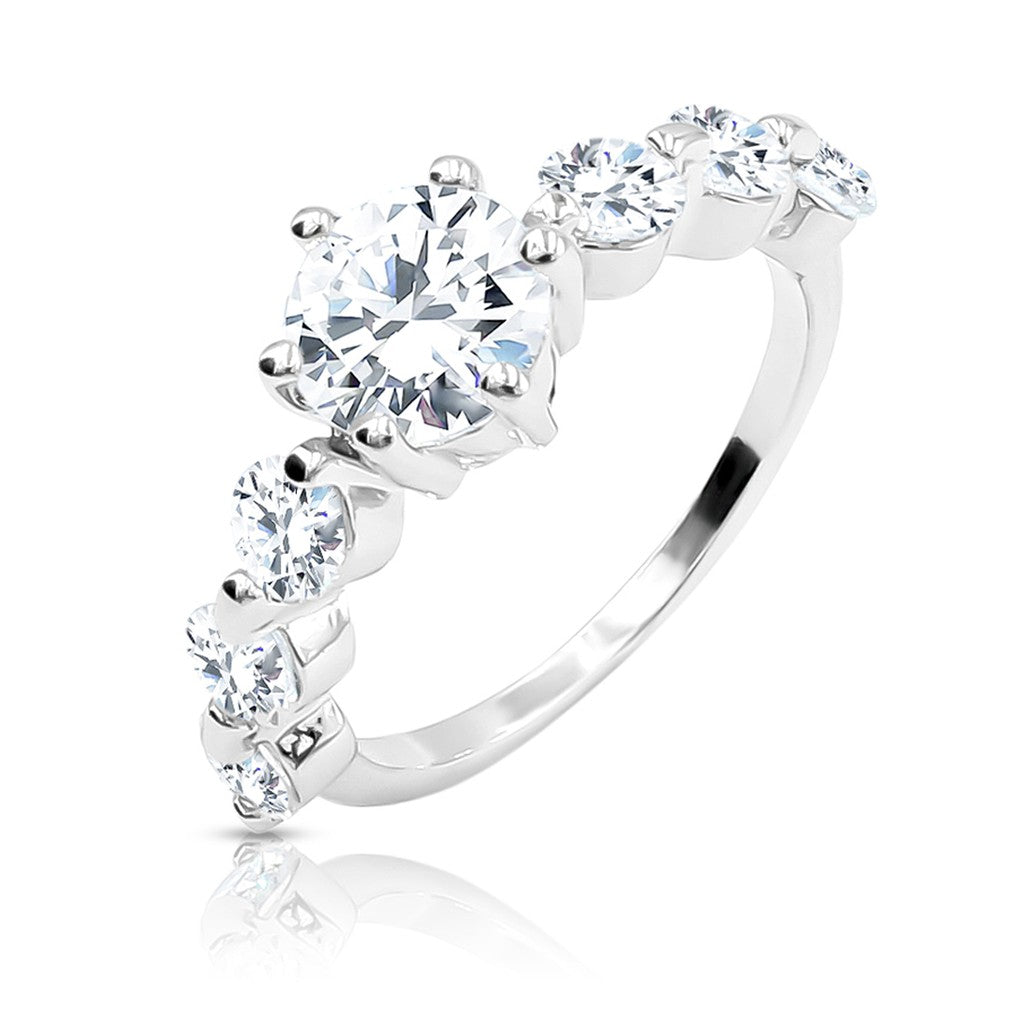 SO SEOUL Angelica 1.25 CARAT Brilliant Seven-Stone Diamond Simulant Zirconia in 6-Prong Silver Setting Ring