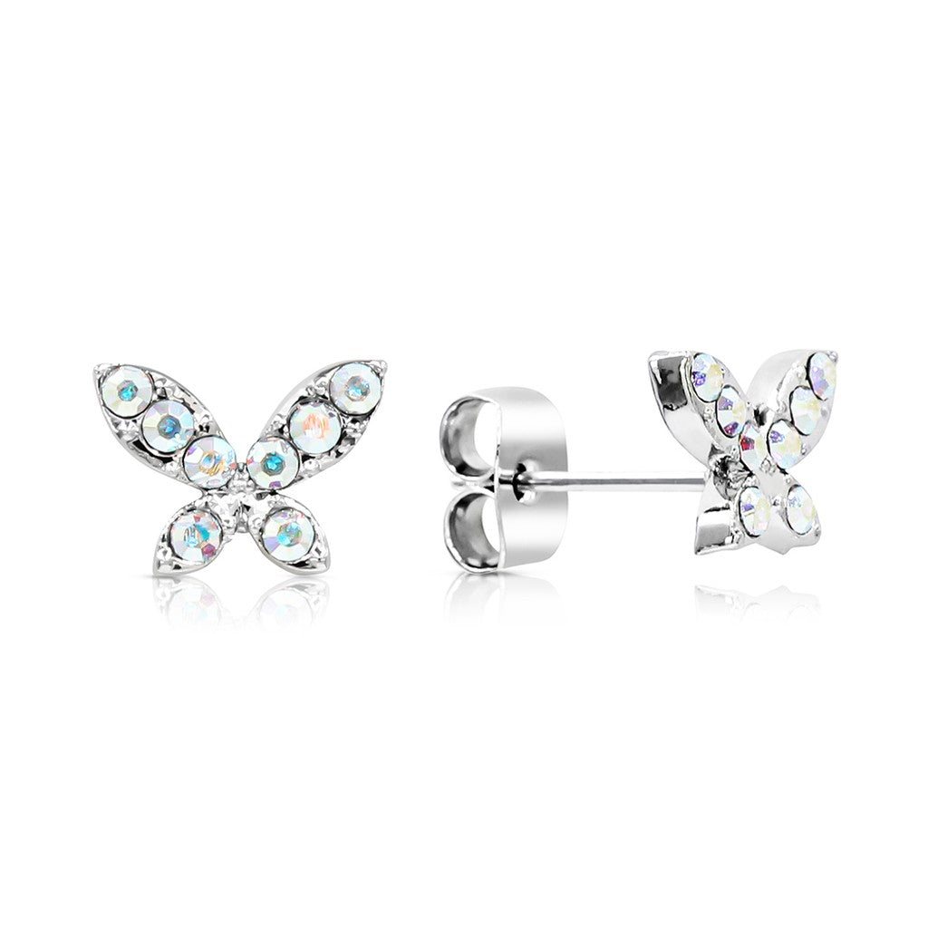SO SEOUL Caria Butterfly Aurore Boreale Austrian Crystal Stud Earrings