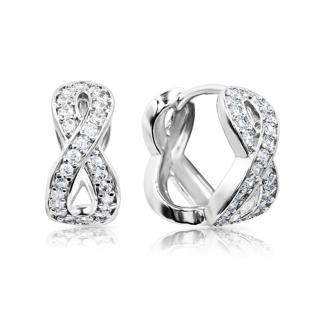 SO SEOUL Infinite Love Infinity Symbol Endless Hug Diamond Simulant Cubic Zirconia Hoop Clip Earrings