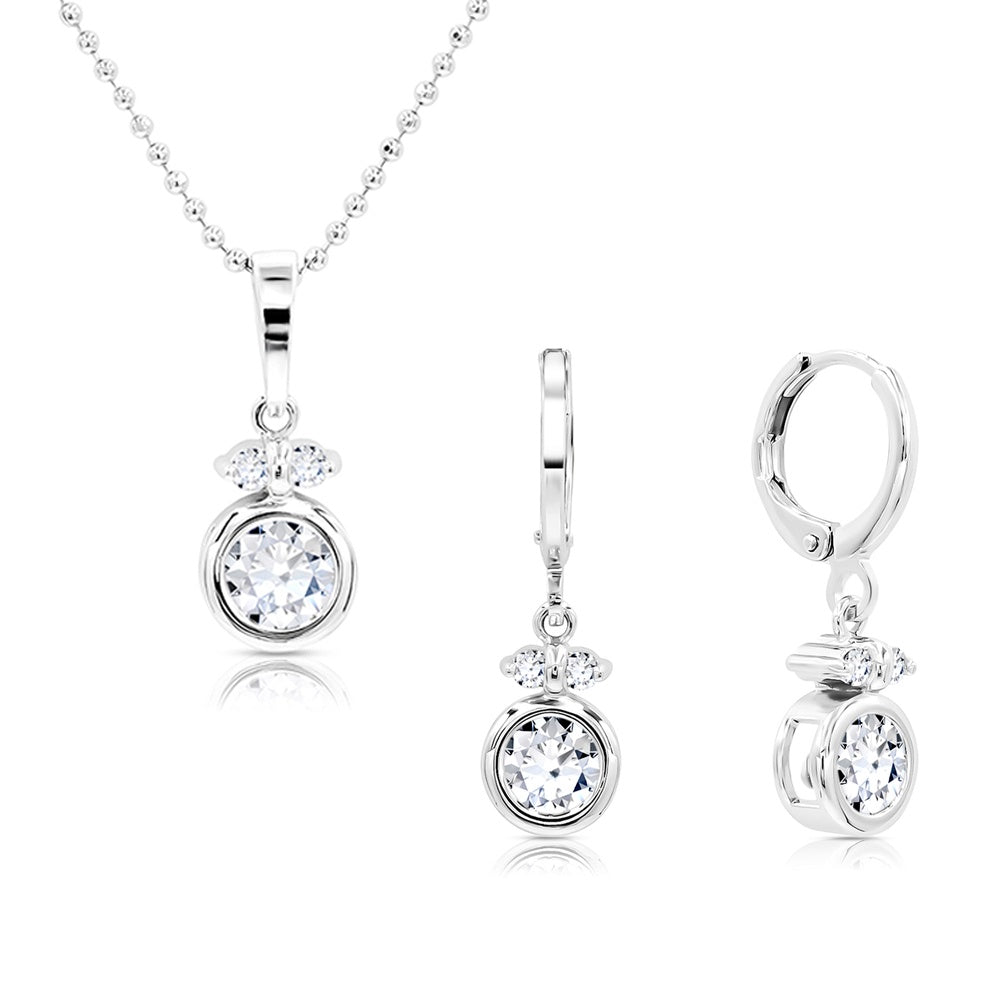 SO SEOUL Callista Perfume Bottle Design Diamond Simulant Cubic Zirconia Drop Hoop Earrings and Pendant Necklace Set