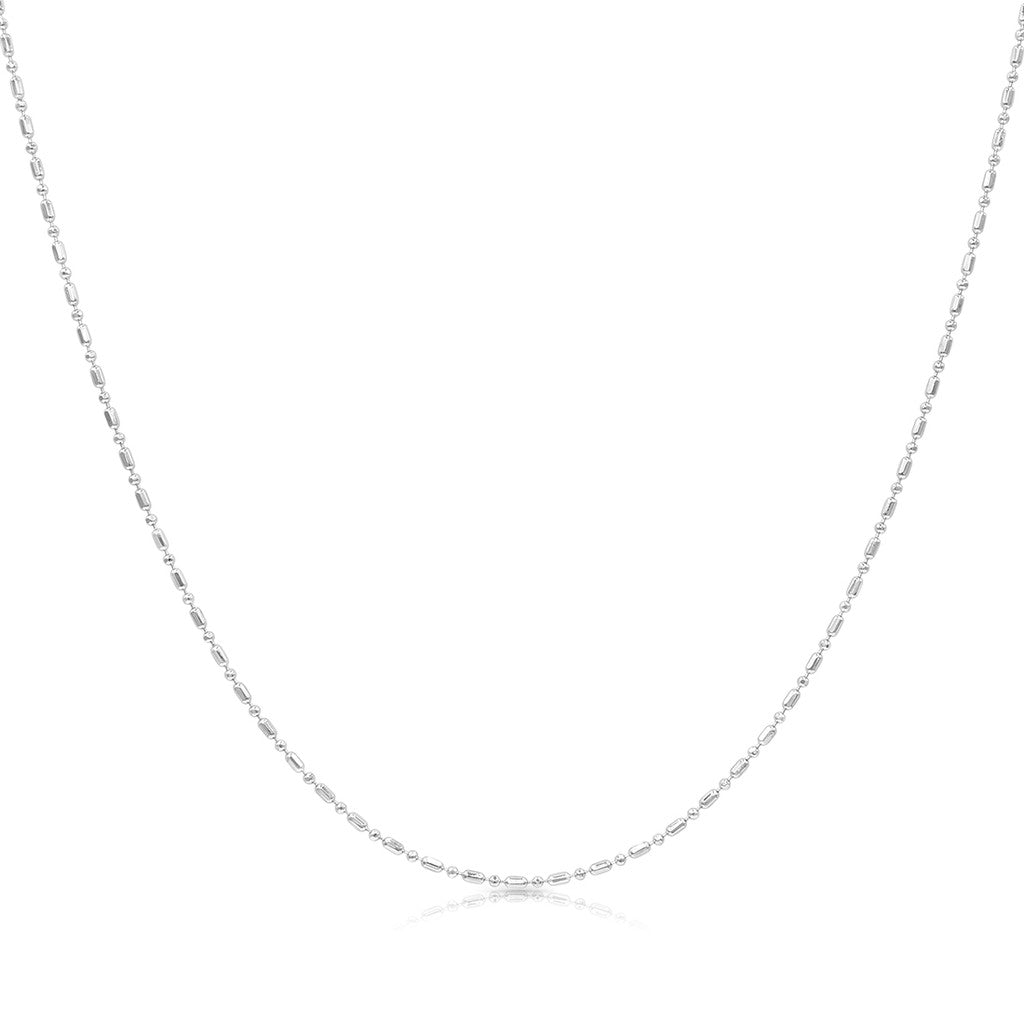 SO SEOUL Rhodium-Plated Adjustable Ball-Bar Chain Necklace 45cm/18inch to 66cm/26inch