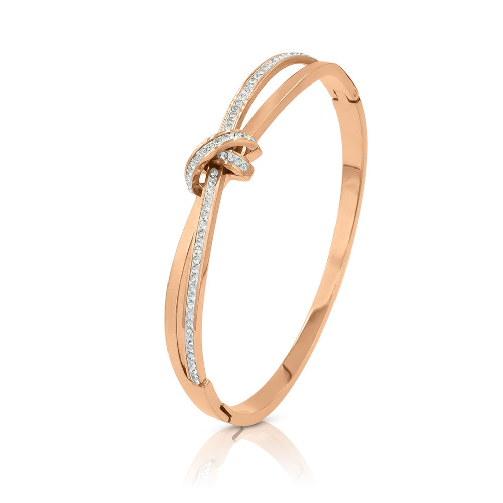 SO SEOUL Rose Gold Crystal Ribbon Bow Hinged Bangle – SO SEOUL Jewellery