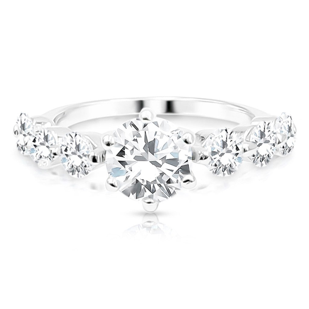 SO SEOUL Angelica 1.25 CARAT Brilliant Seven-Stone Diamond Simulant Zirconia in 6-Prong Silver Setting Ring