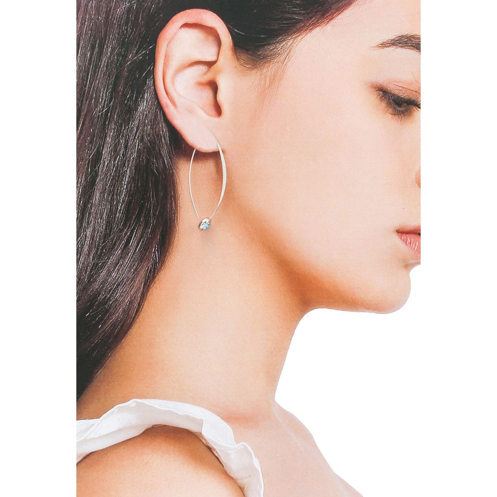 SO SEOUL Bella  Open Earwire Featuring Aurore Boreale or Light Sapphire Shimmer Swarovski® Crystal Drop Earrings