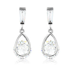 Load image into Gallery viewer, SO SEOUL Callista Teardrop Solitaire Diamond Simulant Zirconia with Baguette Accents Stud Earrings
