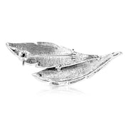 SO SEOUL Ioni Leaf Oversized Natural Double Leaf Aurore Boreale Crystal Rollover Clasp Brooch