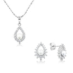 Load image into Gallery viewer, SO SEOUL Everleigh Pearl Halo Pendant with Diamond Simulant Cubic Zirconia Stud Earrings and Pendant Necklace Set
