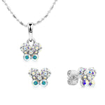 Load image into Gallery viewer, SO SEOUL Petite Caria Butterfly Austrian Crystal Set - Aurore Boreale or Pink Stud Earrings and Pendant Necklace
