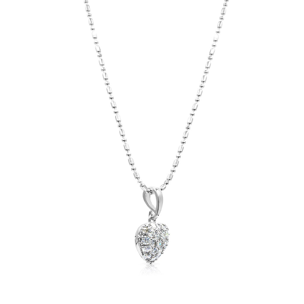 SO SEOUL Amora Love Heart Pendant Necklace - Sparkling Diamond Simulant Cubic Zirconia