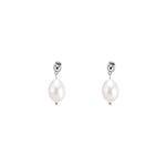 Load image into Gallery viewer, SO SEOUL Elegant White Baroque Freshwater Pearl Drop Earrings

