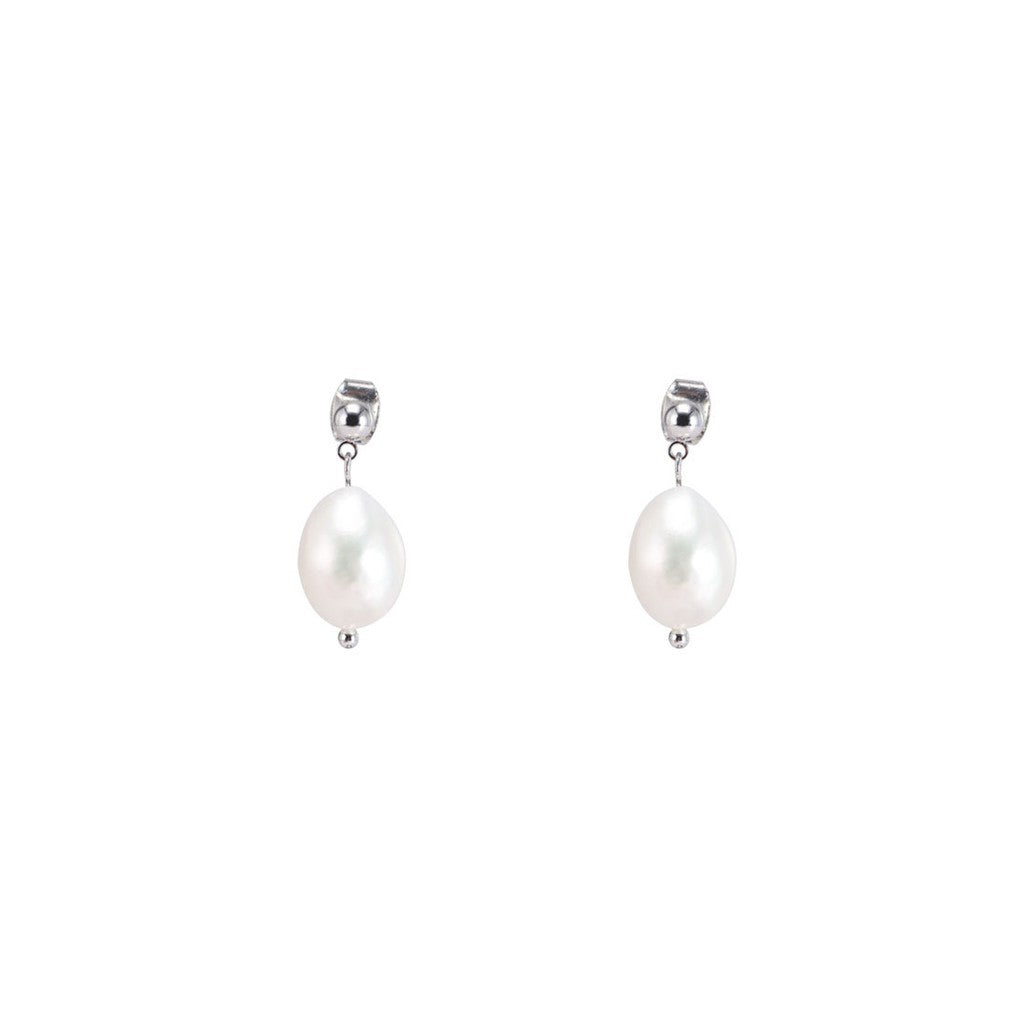 SO SEOUL Elegant White Baroque Freshwater Pearl Drop Earrings
