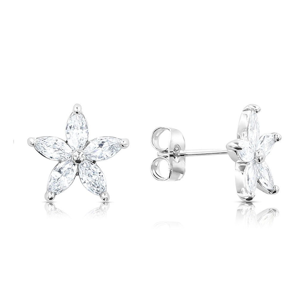 SO SEOUL Leilani Starflower Diamond Simulant Cubic Zirconia Stud Earrings