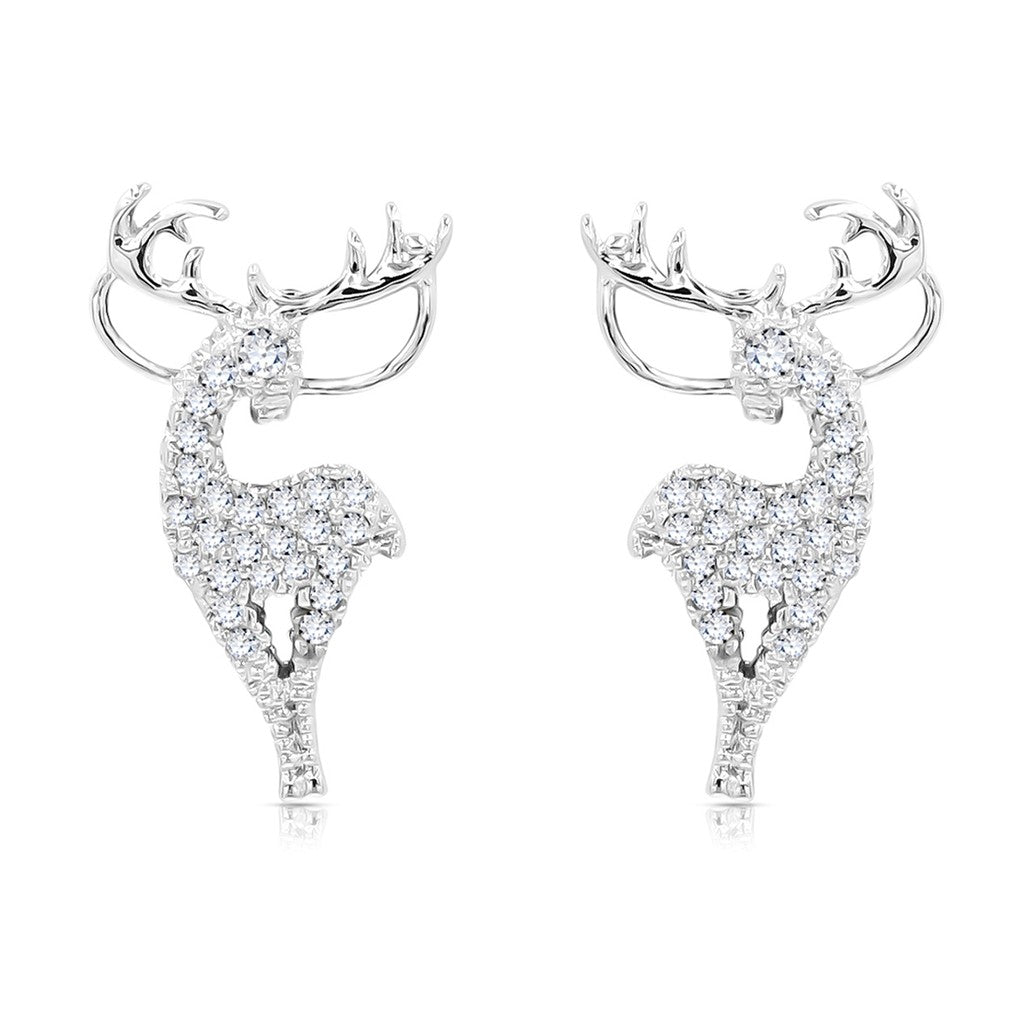 SO SEOUL 'Let it Snow' Reindeer Antler Cubic Zirconia Stud Earrings