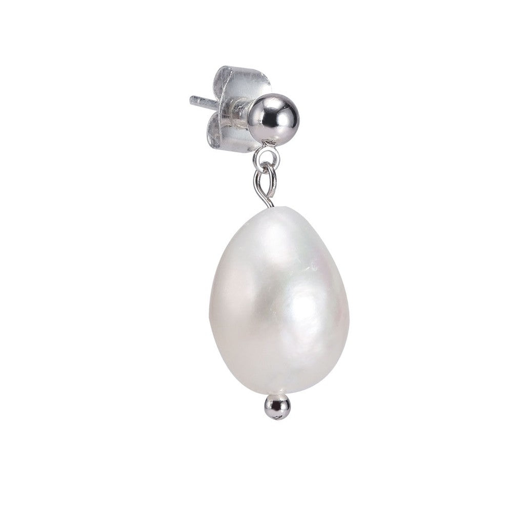 SO SEOUL Elegant White Baroque Freshwater Pearl Drop Earrings