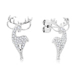 Load image into Gallery viewer, SO SEOUL &#39;Let it Snow&#39; Reindeer Antler Cubic Zirconia Stud Earrings
