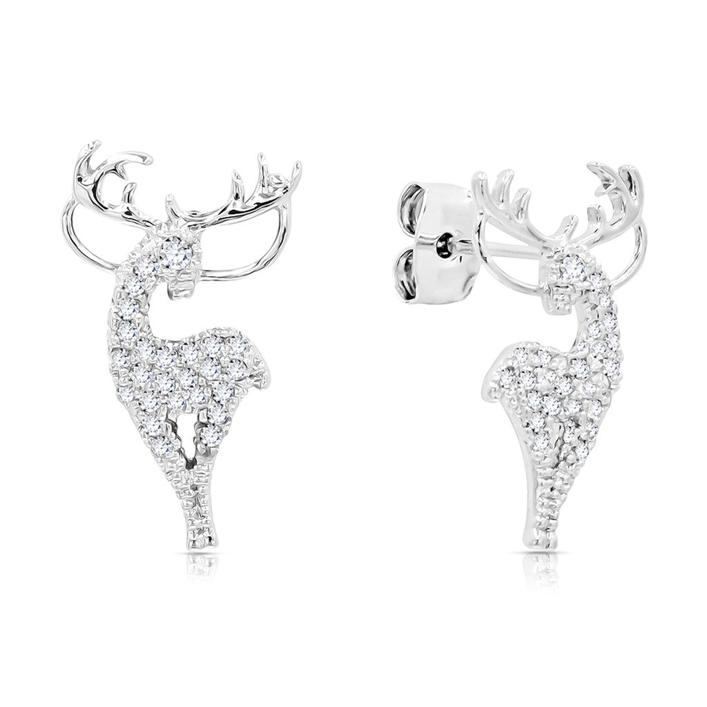 SO SEOUL 'Let it Snow' Reindeer Antler Cubic Zirconia Stud Earrings