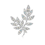 Load image into Gallery viewer, SO SEOUL Ioni Cherry Blossom Brooch - Aurore Boreale Austrian Crystal Accented Leaf Design with Secure Rollover Clasp
