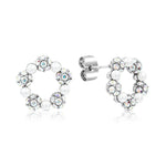 Load image into Gallery viewer, SO SEOUL Pearl-Encrusted Aurore Boreale Austrian Crystal Wreath Silver Posts Stud Earrings

