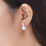Load image into Gallery viewer, SO SEOUL Timeless Elegance Swarovski® White Crystal Pearl Necklace and Stud Earrings Set

