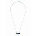 Load image into Gallery viewer, SO SEOUL Arwen Blueberry Triple Lollipop Necklace with Navy Blue, Midnight Black, and Dazzling White Austrian Crystal Balls on a Silver Chain
