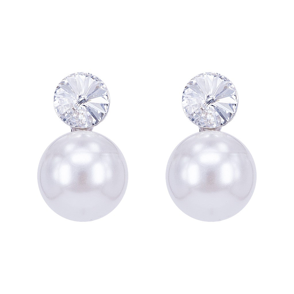 SO SEOUL Timeless Elegance Swarovski® White Crystal Pearl Necklace and Stud Earrings Set
