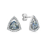 Load image into Gallery viewer, SO SEOUL &#39;Genesis&#39; Triangular Stud Earrings with Blue Shade Swarovski® Crystal
