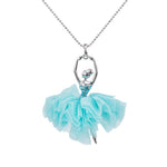 Load image into Gallery viewer, SO SEOUL &#39;Ellie&#39; Ballerina Pendant Necklace with Austrian Crystals and Organza in White, Pink, Blue, and Black

