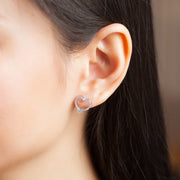 SO SEOUL Amora Pave Heart Stud Earrings - Diamond Simulant Cubic Zirconia Accents