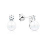 Load image into Gallery viewer, SO SEOUL Everleigh Elegance 0.25 Carat Diamond Simulant Cubic Zirconia and White Pearl Stud Earrings
