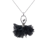 Load image into Gallery viewer, SO SEOUL &#39;Ellie&#39; Ballerina Pendant Necklace with Austrian Crystals and Organza in White, Pink, Blue, and Black
