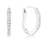 SO SEOUL Harley Huggie Slender Oblong Diamond Simulant Cubic Zircon Hoop Earrings