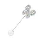Load image into Gallery viewer, SO SEOUL Caria Butterfly Brooch: Aurore Boreale Austrian Crystal and White Pearl Metal Lapel Pin
