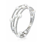 Load image into Gallery viewer, SO SEOUL Quinn Cream White Pearl and Austrian Crystal Multi-Row Adjustable Bangle
