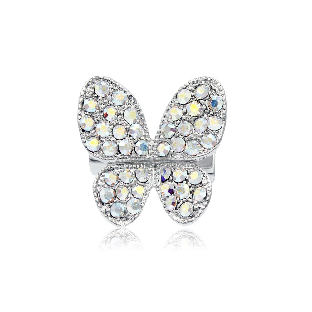 SO SEOUL Caria Butterfly Brooch with Aurore Boreale Austrian Crystals and Secure Rollover Clasp