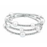 Load image into Gallery viewer, SO SEOUL Quinn Cream White Pearl and Austrian Crystal Multi-Row Adjustable Bangle
