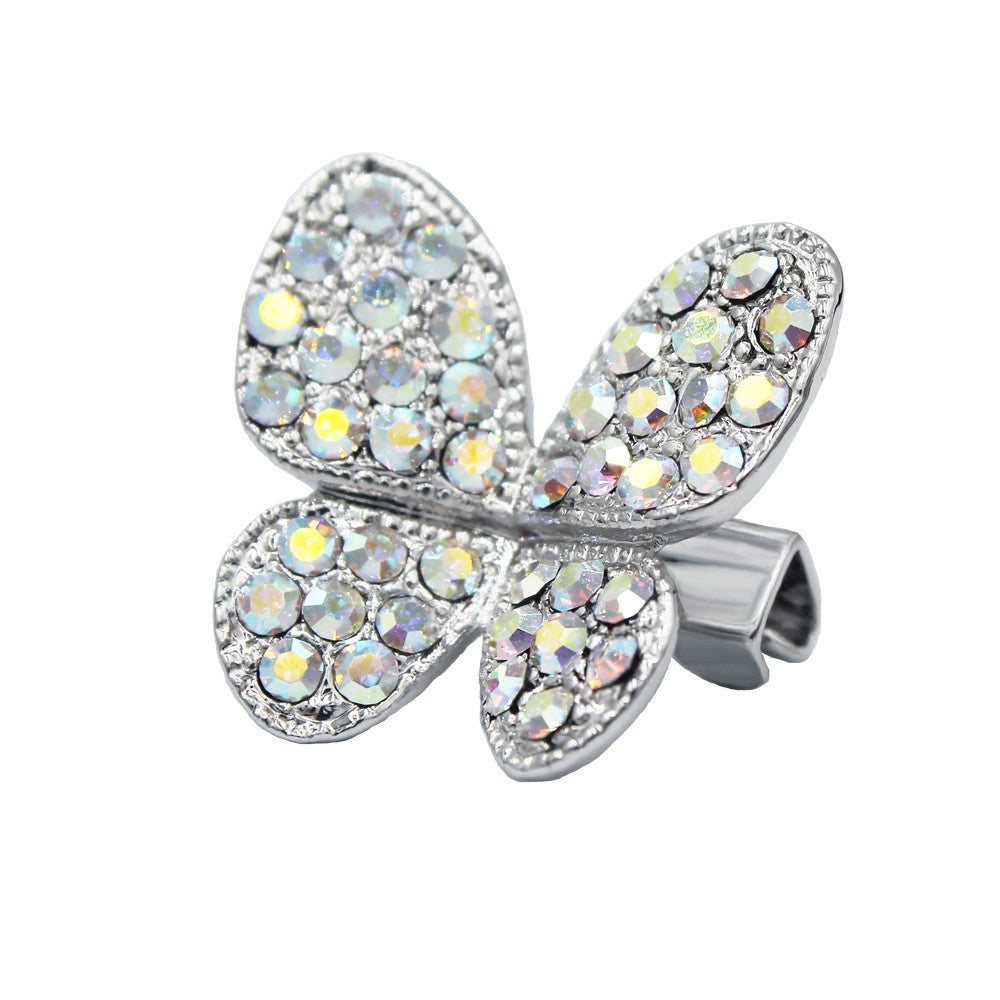 SO SEOUL Caria Butterfly Brooch with Aurore Boreale Austrian Crystals and Secure Rollover Clasp