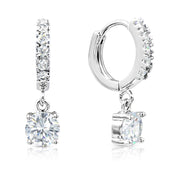 SO SEOUL Harley Huggie Diamante Row Solitaire Drop Diamond Simulant Hoop Earrings