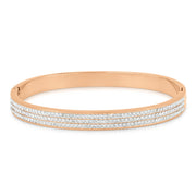 SO SEOUL Chentel Classic Triple Row Insets Austrian Crystal Rhodium/Rose Gold Side Hinged Bangle